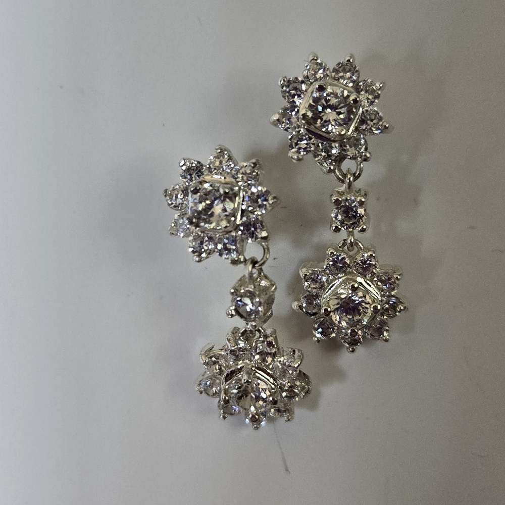 Floral CZ Drop flower earrings
